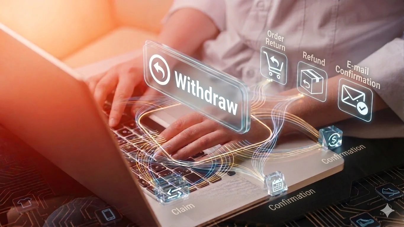 Withdrawal button on an online store